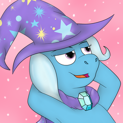 Size: 1000x1000 | Tagged: safe, artist:pavlovzdawg, trixie, pony, unicorn, g4, armpits, cape, clothes, female, hat, solo, trixie's cape, trixie's hat