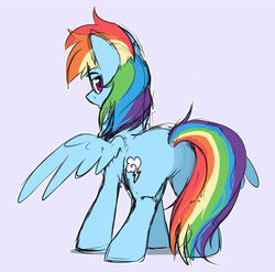 Size: 1000x988 | Tagged: safe, artist:nolycs, rainbow dash, pony, g4, butt, female, looking back, plot, simple background, solo