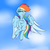 Size: 2500x2500 | Tagged: safe, artist:xstarlightxchaserx, rainbow dash, pony, g4, female, flying, high res, one eye closed, solo