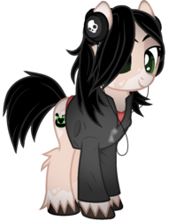 Size: 804x1050 | Tagged: safe, artist:angelofthewisp, oc, oc only, oc:beats, earth pony, pony, clothes, female, headphones, jacket, mare, ponified, simple background, solo, transparent background