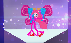 Size: 1374x835 | Tagged: safe, artist:selenaede, artist:user15432, pinkie pie, fairy, human, equestria girls, g4, base used, clothes, crossover, ear piercing, earring, fairy wings, fairyized, flower, hasbro, hasbro studios, high heels, humanized, jewelry, necklace, onyrix, piercing, ponied up, rainbow s.r.l, shoes, smiling, solo, transformation, winged humanization, wings, winx club, winxified, world of winx