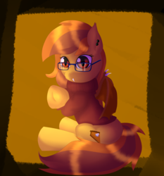 Size: 1280x1376 | Tagged: safe, artist:mewio, oc, oc:pumpkin spice, cute, glasses, pumpkin pie, sitting