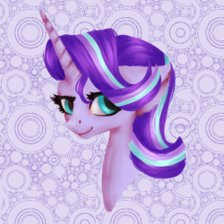 Size: 600x600 | Tagged: safe, artist:timser_, artist:timserart, starlight glimmer, pony, unicorn, g4, bust, female, portrait, smiling, solo