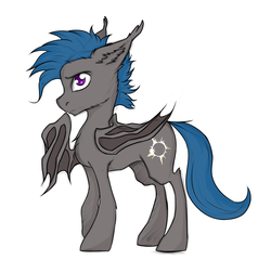Size: 1280x1227 | Tagged: safe, artist:tatykin, oc, oc only, bat pony, pony, bat wings, ear fluff, looking at you, male, simple background, stallion, standing, white background, wing hands