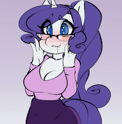 Size: 739x750 | Tagged: safe, artist:tolsticot, rarity, unicorn, anthro, g4, animated, big breasts, breasts, busty rarity, cleavage, drool, explicit source, female, solo, sparkly eyes, starry eyes, wingding eyes