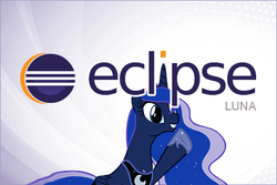 Size: 452x302 | Tagged: artist needed, safe, edit, princess luna, pony, g4, eclipse, eclipse (software), female, logo, solo