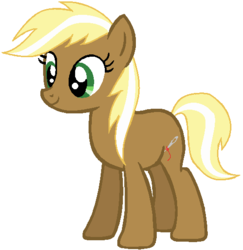 Size: 524x538 | Tagged: safe, anonymous artist, artist:frozengembases, oc, oc only, oc:shiny-apple, earth pony, pony, base used, female, male, offspring, parent:applejack, parent:trenderhoof, parents:trenderjack, simple background, solo, straight, white background