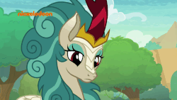 Size: 852x480 | Tagged: safe, screencap, rain shine, kirin, g4, sounds of silence, animated, cute, emotionless, gif, loop, nickelodeon, nodding, reaction image, solo, yes