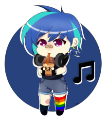 Size: 800x900 | Tagged: safe, artist:badhthebrad, dj pon-3, vinyl scratch, human, g4, clothes, cute, cutie mark, ear piercing, earring, female, headset, humanized, jewelry, piercing, rainbow socks, simple background, socks, solo, striped socks, transparent background