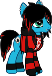 Size: 618x906 | Tagged: safe, artist:lightningbolt, derpibooru exclusive, oc, oc only, oc:emo lad, earth pony, pony, g4, .svg available, anklet, bridge piercing, clothes, dyed mane, dyed tail, ear piercing, earring, emo, eyeliner, fingerless gloves, frown, gloves, hoodie, jewelry, lip piercing, makeup, male, pierce the veil, piercing, shirt, show accurate, simple background, stallion, standing, striped hoodie, svg, t-shirt, transparent background, undershirt, vector, zipper