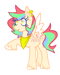 Size: 1024x1274 | Tagged: safe, artist:officialawkwardalien, oc, oc only, pegasus, pony, adoptable, bandana, ear piercing, female, mare, piercing, simple background, solo, spread wings, transparent background, wings