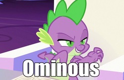 Size: 1119x720 | Tagged: safe, screencap, spike, g4, the cutie map, image macro, meme, reaction image