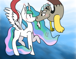 Size: 2700x2100 | Tagged: safe, artist:arrow-bow, discord, princess celestia, g4, female, high res, male, ship:dislestia, shipping, straight