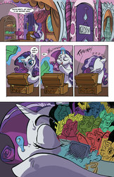 Size: 1024x1583 | Tagged: safe, artist:leavingcrow, rarity, pony, unicorn, comic:gemmed rarity, g4, carousel boutique, comic, dream, female, mare, sleeping, snot bubble, zzz