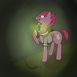 Size: 3000x3000 | Tagged: safe, artist:radioactive nero, pinkie pie, earth pony, firefly (insect), pony, g4, alternate cutie mark, alternate hairstyle, alternate universe, female, firefly lamp, high res, lantern, mare, mouth hold, story in the source