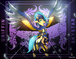 Size: 5169x4000 | Tagged: safe, artist:zidanemina, princess skystar, hippogriff, g4, my little pony: the movie, absurd resolution, anime, armor, crossover, female, majestic, saint seiya, solo, spread wings, wings