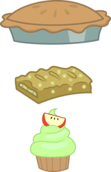 Size: 719x1112 | Tagged: artist needed, safe, apple, apple fritter (food), apple pie, cupcake, food, no pony, pie, simple background, transparent background, vector