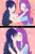 Size: 3000x4500 | Tagged: safe, artist:marie-tea-chan, coloratura, rarity, human, equestria girls, g4, anime, catfight, cute, female, fight, hair, humanized, implied lesbian, implied rarajack, implied rarijack, implied shipping, kissing, lesbian, love triangle, rarijack vs rarajack, ship:rarararara, shipping