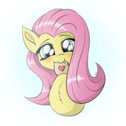 Size: 4000x4000 | Tagged: safe, artist:maneingreen, fluttershy, pegasus, pony, g4, blushing, bust, cheek fluff, chest fluff, cute, daaaaaaaaaaaw, ear fluff, female, fluffy, glowing eyes, heart, shyabetes, solo