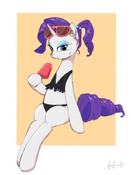 Size: 768x1024 | Tagged: safe, artist:kagitsuki, rarity, pony, unicorn, g4, female, food, glasses, ice cream, mare, simple background, solo