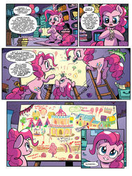 Size: 768x1024 | Tagged: safe, artist:pencils, idw, official comic, pinkie pie, earth pony, pony, g4, spoiler:comic, spoiler:comic69, butt, comic, female, mare, party cave, plot, preview, solo, speech bubble