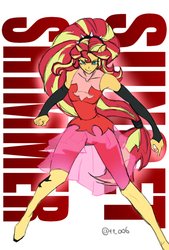 Size: 1377x2039 | Tagged: safe, artist:oberon826, sunset shimmer, equestria girls, equestria girls series, g4, clothes, female, kill la kill, ponied up, see-through skirt, solo, wip