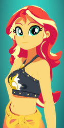 Size: 1920x3840 | Tagged: safe, artist:silverhd2, sunset shimmer, equestria girls, equestria girls series, g4, 3d, belly button, cel shading, clothes, craft, female, looking at you, midriff, sculpture, solo, swimsuit