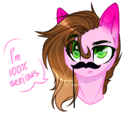 Size: 1188x1061 | Tagged: safe, artist:cloud-fly, oc, oc only, oc:liddie neko, pony, bust, facial hair, female, mare, moustache, portrait, simple background, solo, transparent background