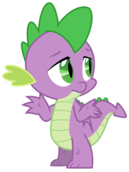 Size: 2347x3119 | Tagged: safe, artist:sketchmcreations, spike, dragon, g4, yakity-sax, high res, male, shrug, simple background, solo, transparent background, vector, winged spike, wings