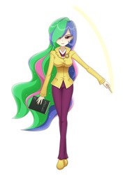 Size: 2528x3592 | Tagged: safe, artist:liu ting, princess celestia, principal celestia, equestria girls, g4, book, chalk, clothes, female, high res, simple background, solo, white background