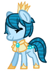 Size: 241x333 | Tagged: safe, artist:crownedspade, oc, oc only, original species, pond pony, pony, chibi, crown, cute, eyes closed, female, jewelry, mare, ocbetes, regalia, simple background, smiling, solo, transparent background