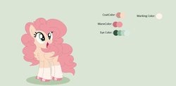 Size: 1090x530 | Tagged: safe, artist:roseloverofpastels, oc, oc only, oc:cherry cheesecake, hybrid, pegasus, pony, female, magical lesbian spawn, mare, offspring, parent:pinkie pie, parent:princess skystar, parents:skypie, reference sheet, simple background, solo