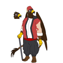 Size: 2500x2500 | Tagged: safe, artist:archangel2401, oc, oc only, oc:dahia al-sahra, griffon, anthro, cane, chubby, clothes, fez, hat, high res, male, ring, simple background, transparent background