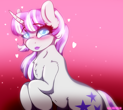 Size: 2406x2160 | Tagged: safe, artist:aaa-its-spook, twilight velvet, pony, unicorn, g4, blushing, chest fluff, female, high res, lipstick, looking at you, makeup, mare, milf, solo