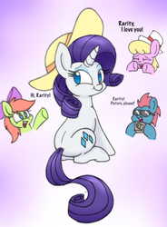 Size: 720x980 | Tagged: safe, artist:heir-of-rick, rarity, pony, unicorn, g4, bow, camera, cutie mark, dialogue, female, hat, hidden cane, looking back, mare, sitting, smiling, solo focus, sun hat, sunglasses