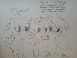 Size: 4032x3024 | Tagged: safe, artist:toonboy92484, oc, oc:blank canvas, oc:hoof beatz, oc:mane event, bronycon, bronycon mascots, traditional art