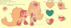 Size: 1024x405 | Tagged: safe, artist:kiralindocruz, oc, oc only, oc:shy blossom apple, earth pony, pony, baby, baby pony, base used, coat markings, colt, deviantart watermark, freckles, male, offspring, parent:big macintosh, parent:fluttershy, parents:fluttermac, reference sheet, simple background, solo, stallion, unshorn fetlocks, watermark, yellow background
