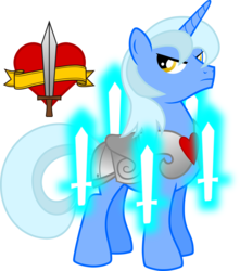 Size: 5000x5653 | Tagged: safe, artist:northernthestar, oc, oc only, oc:valiant heart, pony, unicorn, absurd resolution, armor, magic, male, simple background, solo, stallion, sword, transparent background, weapon