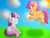 Size: 1600x1200 | Tagged: safe, artist:gypsycuddles, scootaloo, sweetie belle, pony, g4, 4:3, cloud, cute, female, filly, friendshipping, frown, grass, shadow, sitting, sky, smiling, sun