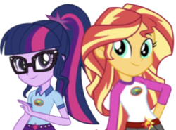 Size: 890x658 | Tagged: safe, artist:php77, editor:php77, sci-twi, sunset shimmer, twilight sparkle, equestria girls, g4, my little pony equestria girls: legend of everfree, simple background, transparent background