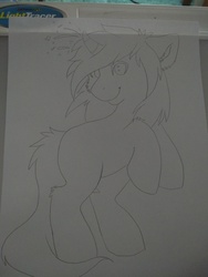 Size: 3120x4160 | Tagged: safe, artist:annuthecatgirl, oc, oc only, pony, unicorn, curved horn, horn, magic, solo, traditional art, wip