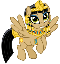 Size: 3000x3200 | Tagged: safe, artist:cheezedoodle96, queen cleopatrot, pegasus, pony, from the shadows, g4, idw, spoiler:comic, spoiler:comic53, .svg available, bracelet, braid, egyptian, eyeshadow, female, flying, headdress, high res, idw showified, jewelry, makeup, mare, regalia, simple background, solo, svg, transparent background, vector