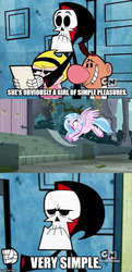 Size: 480x990 | Tagged: safe, screencap, silverstream, classical hippogriff, hippogriff, human, g4, school daze, bone, cartoon network, castle of the royal pony sisters, comic, grim reaper, image macro, imgflip, meme, screencap comic, skeleton, stairs, that hippogriff sure does love stairs, the grim adventures of billy and mandy