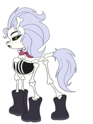 Size: 3024x4032 | Tagged: safe, artist:steelsoul, skellinore, pony, skeleton pony, g4, the break up breakdown, blushing, bone, boots, female, kerchief, looking at you, looking back, looking back at you, mare, open mouth, shoes, simple background, skeleton, solo, transparent background