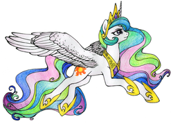 Size: 800x573 | Tagged: safe, artist:mati0la, princess celestia, alicorn, pony, g4, crown, female, peytral, regalia, simple background, solo, traditional art, white background