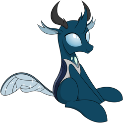 Size: 3779x3739 | Tagged: safe, artist:reconprobe, oc, oc only, oc:fred, changedling, changeling, dark changedling, changeling oc, high res, simple background, sitting, solo, transparent background