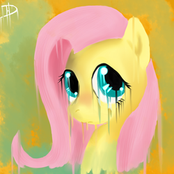 Size: 750x750 | Tagged: safe, artist:derpington-m-hooves, fluttershy, pony, g4, bust, dripping, female, portrait, solo