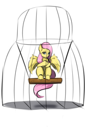 Size: 3000x4500 | Tagged: safe, artist:kittytitikitty, fluttershy, pegasus, pony, g4, cage, female, solo, symbolism
