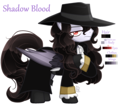Size: 1392x1213 | Tagged: safe, artist:sugaryicecreammlp, oc, oc only, oc:shadow blood, bat pony, pony, clothes, hat, male, reference sheet, simple background, solo, stallion, transparent background