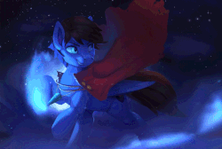 Size: 800x539 | Tagged: safe, artist:rodrigues404, oc, oc only, oc:bizarre song, pegasus, pony, animated, cinemagraph, clothes, digital art, grin, looking back, male, night, raised hoof, smiling, solo, stallion, stars